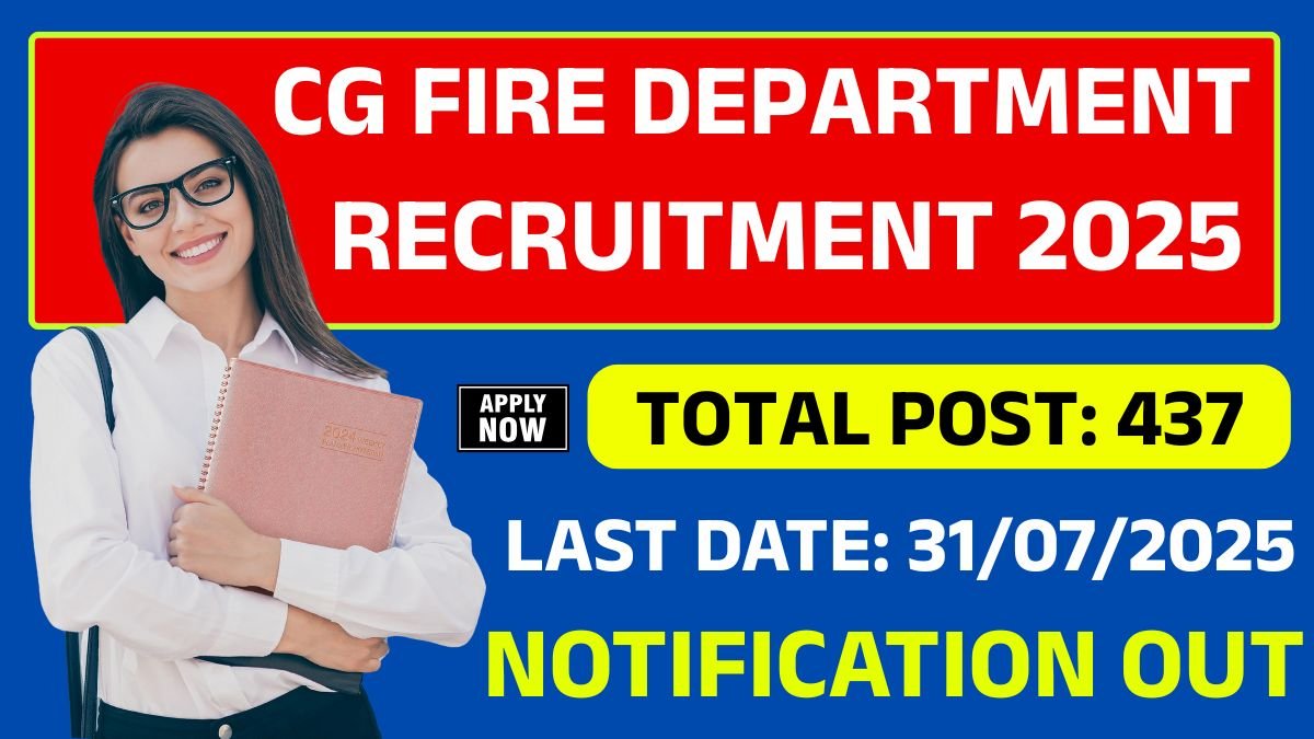 CG Fire Department Recruitment 2025: Age Limit, Important Link, Total Post, Apply Fee