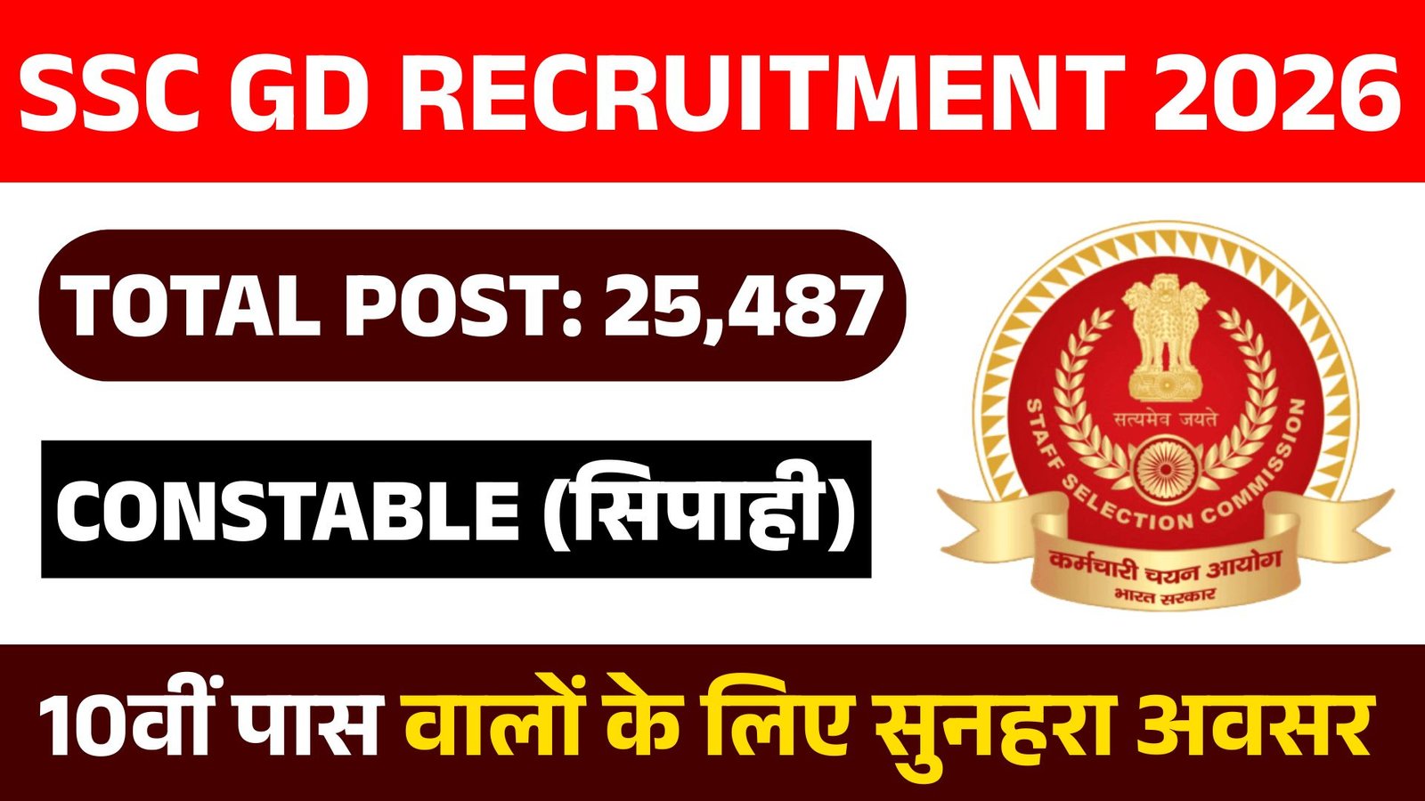 SSC GD Constable Recruitment 2026: Notification Date, Vacancy, Eligibility और Apply Online जानकारी