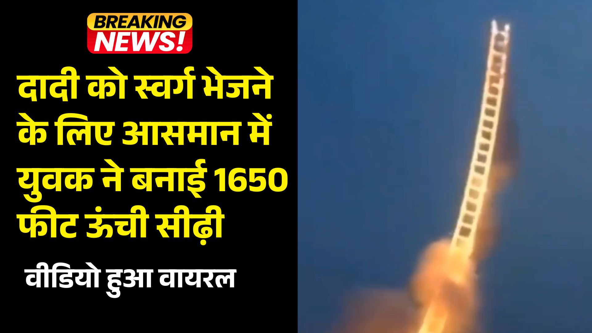 दादी को स्वर्ग भेजने के लिए आसमान में युवक ने बनाई 1650 फीट ऊंची सीढ़ी, वीडियो हुआ वायरल