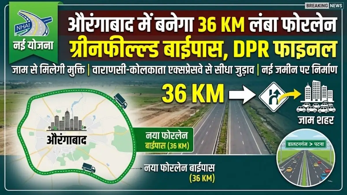 औरंगाबाद में जाम से मिलेगी मुक्ति: 36 KM लंबे फोरलेन ग्रीनफील्ड बाईपास का DPR फाइनल, जानें क्या है पूरा रूट