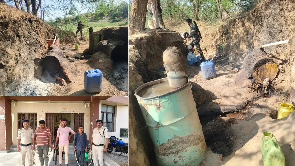 औरंगाबाद पुलिस का शराब माफिया पर प्रहार: झड़ी नदी के किनारे चल रही दो अवैध भट्ठियां ध्वस्त, 6000 लीटर जावा महुआ नष्ट