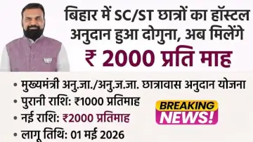 बिहार में SC/ST छात्रों का हॉस्टल अनुदान हुआ दोगुना, अब मिलेंगे ₹2000 प्रति माह