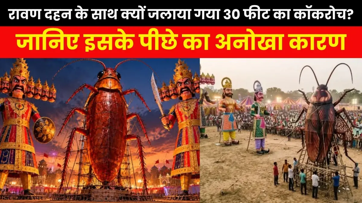 रावण दहन के साथ क्यों जलाया गया 30 फीट का कॉकरोच? जानिए इसके पीछे का अनोखा कारण